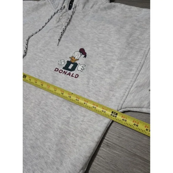 Vintage Disney Store Donald Duck Gray Quarter Button Hoodie Large/XL - Picture 9 of 13